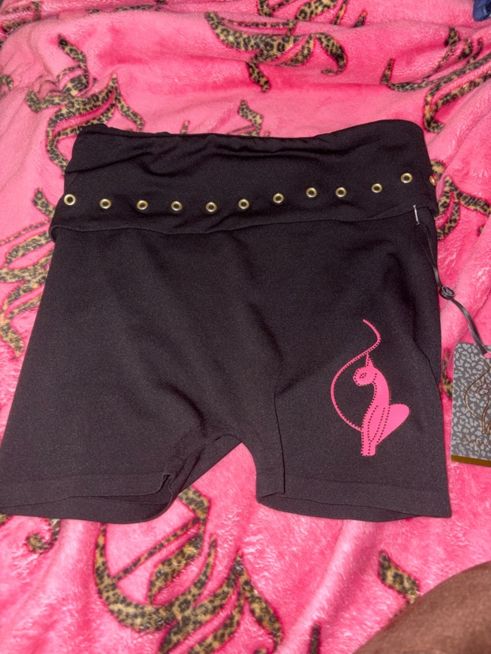 Black Baby Phat High-Waist Women’s Shorts with Pink Accent